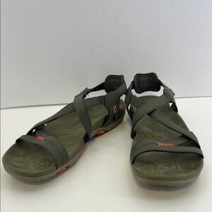 Merrell Olive Green with Orange Trim Strappy Hiking Sandals Women’s Size 9